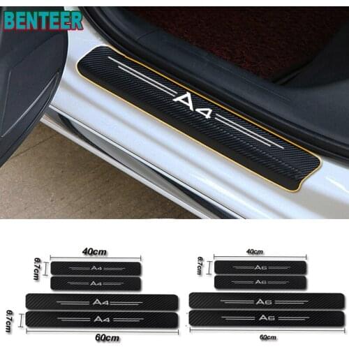 4pcs Carbon Fiber Car Door Sills Protector Stickers For Audi A3 p8 b5 b6 b7 b8 b9 c5 c6 c7 A4 A5 A6 A7 A8 TT Q3 Q5 Q7 Q8 8P 4F