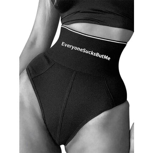 Women Panties High Elastic Waist Letter Printed Polyester Soft Sexy Chic Stylish Comfortable Soft Briefs Panties