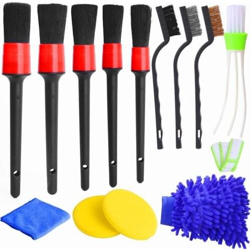13Pcs Detailing Brush Set Car Cleaner Brush Set for Cleaning Car Motorcycle Interior Exterior Leather Air Vents