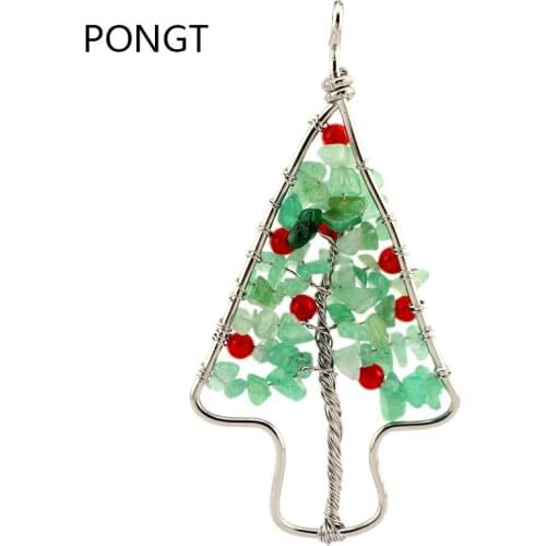 2018 Christmas tree pendant Tree of Life necklace healing crystals charms chakra stone pendant Crystal necklace Bohemian jewelry