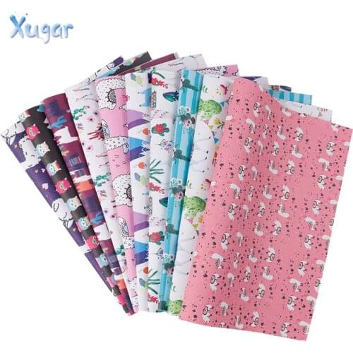22cm*30cm Synthetic Leather Fabric Sheets Cute Alpaca Plant Printed PU Fabric For DIY Bag Hairbows Patchwork Sewing Materials