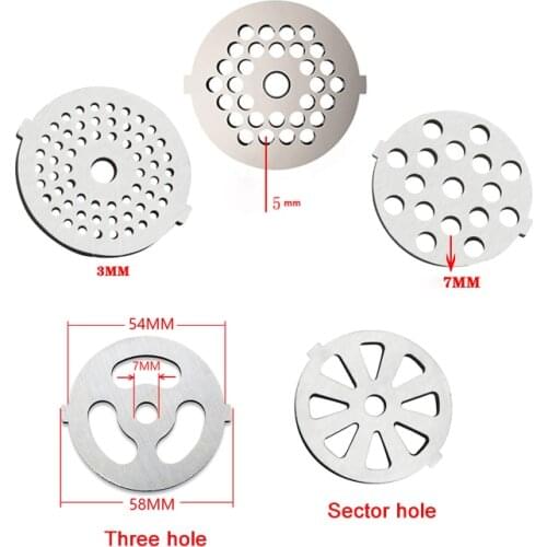 5Pcs/set Stainless Steel Meat Grinder Hole Plate For 55mm Diameter Meat Grinder Blade Plate Net Knife Meat Grinder Parts
