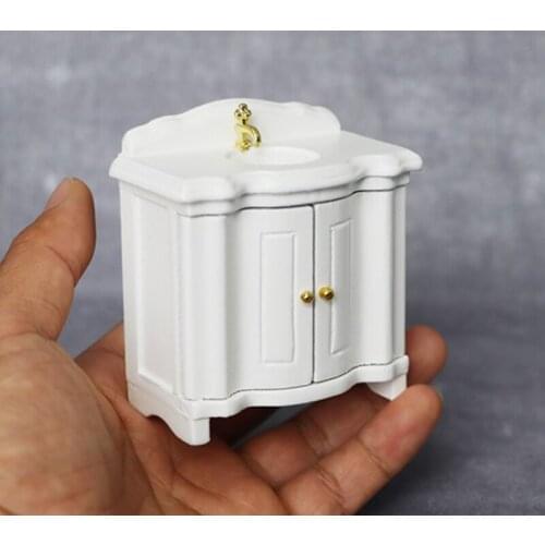 A05-X017 children baby gift Toy 1:12 Dollhouse mini Furniture Miniature rement Doll accessories wooden White sink 1pcs