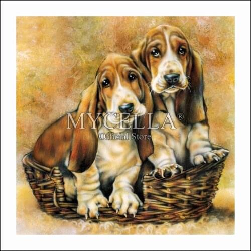5D Diy Diamond Painting Two Dogs Diamond Embroidery Cross Stitch Mosaic Pattern animals Rhinestone Needlework Gift Home Decor