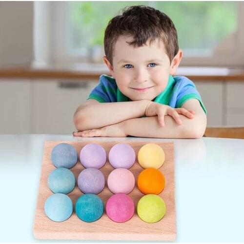 Children Montessori Toy Wooden Ball Toys Rainbow Ball Children