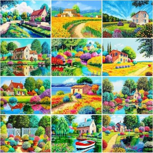 EverShine Diamond Painting Landscape Needlework Handicrafts Diamond Embroidery Full Square Drill House Art Kits Tree Pictures