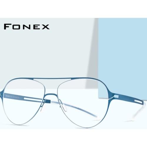 FONEX B Titanium Glasses Frame Men Aviation Myopia Optical Prescription Eyeglasses 2020 Antiskid Silicone Screwless Eyewear 8528