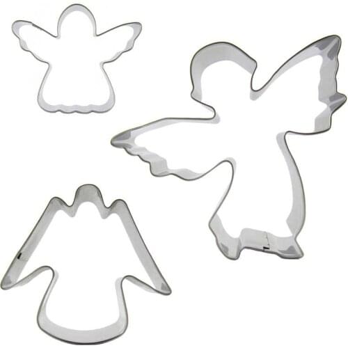 Three Angel shaped biscuit cutting molds, baking tools, cake decorating soft candy tools