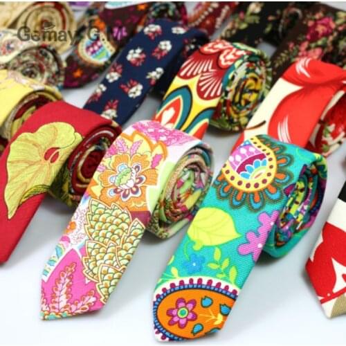 High Quality Newest Print Cotton and Linen Ties for Men Fashion Classic Mans necktie for Wedding 6cm Width Slim Groom tie