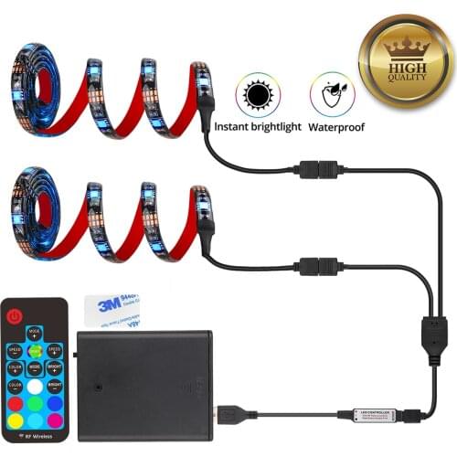 Led Strip 5V RGB Battery Operated 5050 Flexible TV Desktop Screen Background Lighting RF 17Key Remote Control Flexible Led Light