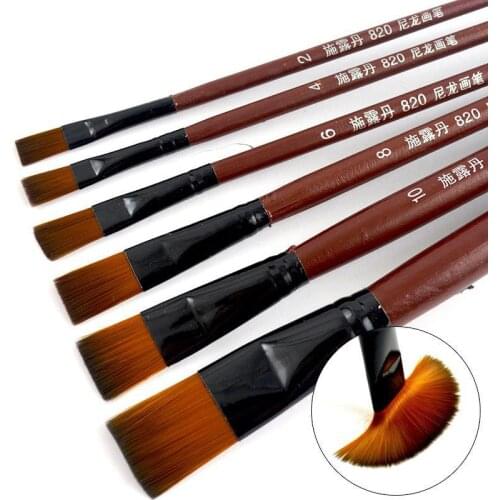 6pcs/set Artist Nylon Oil Paint Brush Pen for Painting Wooden Handle Paint Brushes For Acrylic Painting Student school Supplies