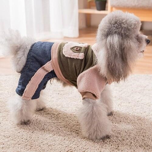 Dog Clothes for Small Dogs Winter Warm clothing Puppy Corduroy jacket Jumpsuit Thick Coats Teddy Yorkshire Four Legs Dog Costume