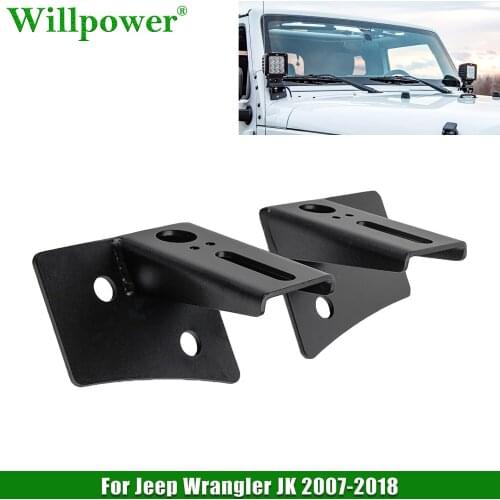 2x Car LED Work Light Spotlights A-pillar Lower Corner Mounting Brackets For Jeep Wrangler JK 2007-2018 Flood Work Lamp Holder