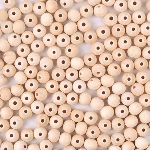 200pcs 10mm Natural Color Round Ball Wood Spacer Beads for Jewelry Findings Charms