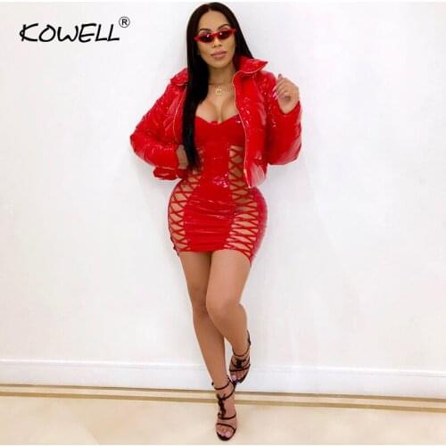 Hot Sale PU Leather Slim Winter Sexy Women Coats and Jackets Long Sleeve Stand Collar Thicker Jacket Women Casual Crop Top Women