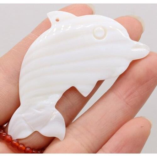 FYSL Ethnic Style Lovely Dolphin Shape White Shell Pendant for Anniversary Gift Animal Jewelry