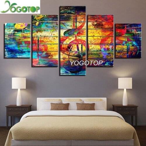 Full Square Round Drill 5D Diy Diamond Painting 5 Pieces Music symbol abstract Cross Stitch Rhinestone Embroidery Crafts ML811