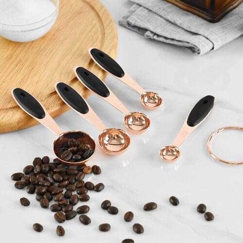5pc/set Measuring Cup and Spoon Set Premium Stainless Steel Measurement Tools For Kitchen Baking Seasoning