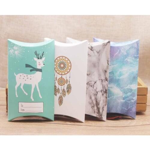 New 20pcs 12.5x7x2cm hot sale new DIY happy halloween print pillow box white /brown some suprise for christmas weeding candy box