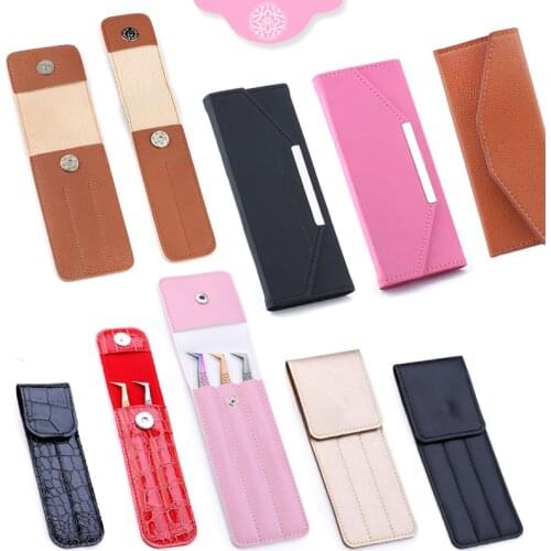 Eyelash Extension Tweezers Leather Case Collection Tweezer Holder Storage Box Professional Portable Safe Storage Bag Makeup Tool