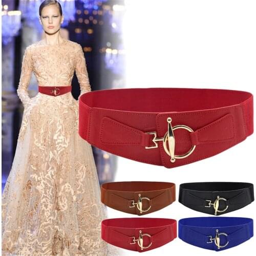 Belts For Women Wild Wide Waistband Elastic Stretch Dress Waist Belt Buckle Band Dress Waistband Fashion Ladies Simple Waist