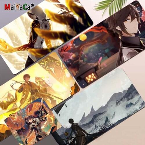 MaiYaCa Genshin Impact Zhongli Rubber Gaming mousepad Desk Mat Size for Office Long Table Mat Kawaii Desk for Girls for Bedroom