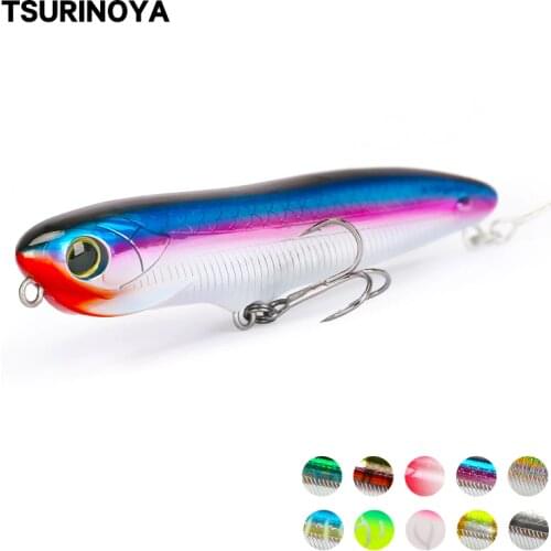 TSURINOYA 80F Fishing Lure Top Water Pencil DW90 80mm 7.5g Floating Pencil Long Casting Bass Hard Baits Wobbler Crankbait Minnow