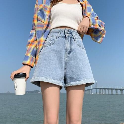 Women shorts High Waist Women Short Jeans Vintage Washed Pockets Slim Summer Denim Shorts Women Black Oversized Short