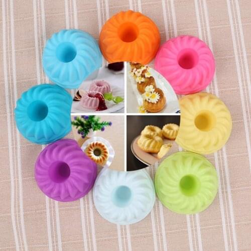 12pcs/set Silicone Cake Cupcake Bakeware Baking Mold Cupcake and Muffin Cupcake for DIY by Random Color Cake Decorating Tools