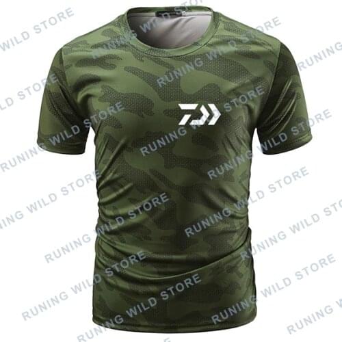 Top Sport QualitySummer Daiwa Clothing for Fishing Camouflage Letter Short Sleeve Fishing Tee Outdoor Fishing Tshirt Breathable