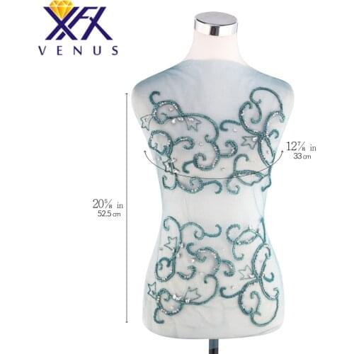 XINFANGXIU Sew On Handmade Beads Wedding Patches Rhinestone Applique Crystal Bridal Dress Elegant Trim Bodice Decorative