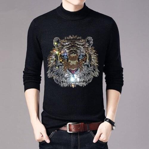 New Men Turtleneck Sweater Is Suitable For Winter Knitting Street Leisure WOOL Youth Warm Thick Hot Diamond Knitwear Long Sleeve