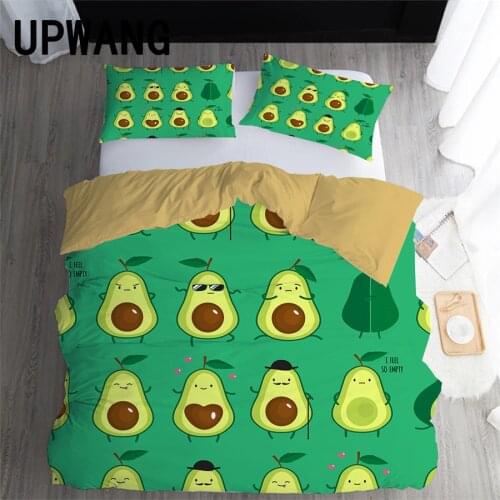 UPWANG 3D Bedding Set Avocado Fruit Printed Duvet/Quilt Cover Set Bedcloth with Pillowcase Bed Set Home Textiles