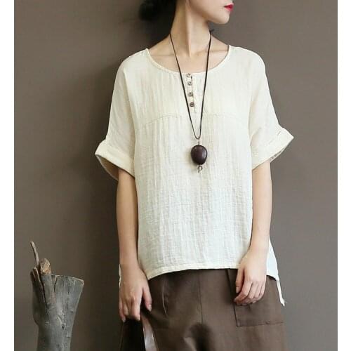 T Shirt Femme Art 2018 O Neck New Cotton Short Sleeved T Shirt Vintage Batwing Sleeve Causal Tops Retro O Neck Summer Pullover