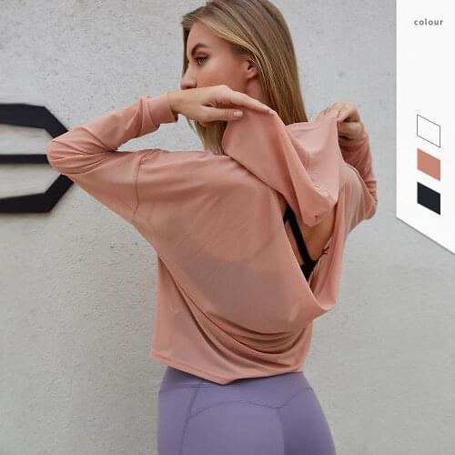 Women Loose Breathable Sport Hoodie Running White Pink Black Fitness Sweatshirt Top 074