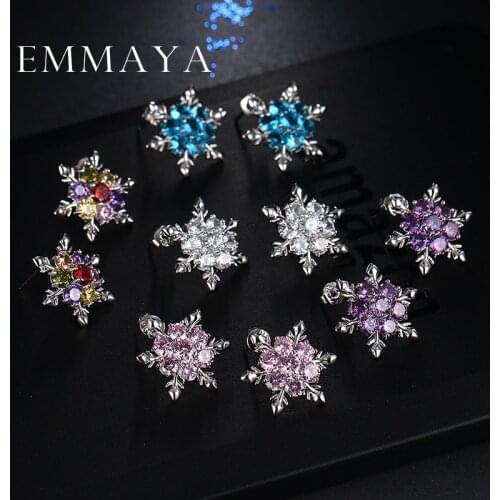 Emmaya 2017 Ladies Crystal Snow Flake Bijoux Statement Stud Earrings For Women Earring Fashion Jewelry Free Shipping