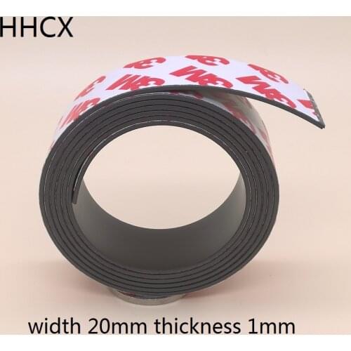 1Meter Rubber Magnet 20*1 mm 3M self Adhesive Flexible Magnetic Strip Rubber Magnet Tape width 20mm thickness 1mm 20mm x 1mm