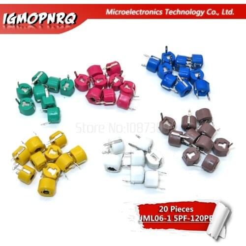20pcs JML06-1 6mm 5PF 10PF 20PF 30PF 40PF 50PF 60PF 70PF 120PF trimmer Adjustable capacitor 5P 10P 20P 30P 40P 50P 60P 70P 120P