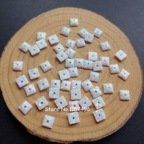 200pcs/lot 5mm Synthetic Square Cabochon Opal Stone for Earrings Drilled Square Cut Opal Stone for DIY Jewelry