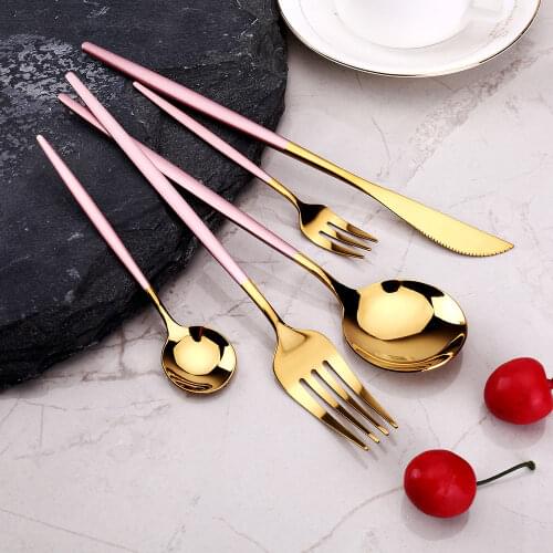 4-24-30Pcs/Sets Tableware Kitchen Utensils Cutlery Lunch Dishes Complete Dinner Knife Fork Spoons Dinnerware Mirror Stainless