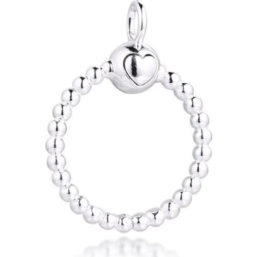 925Silver Moments Small Beaded O Pendant for Necklaces Bracelets 100% 925 Sterling Silver Jewelry Free Shipping