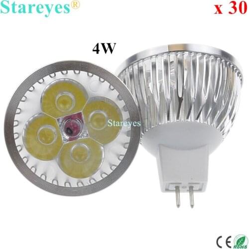 Free shipping 30 pcs Dimmable 4W 3W MR16 AC&DC12V High Power LED Spotlight Downlight Lamp droplight bulb light LED Lighting