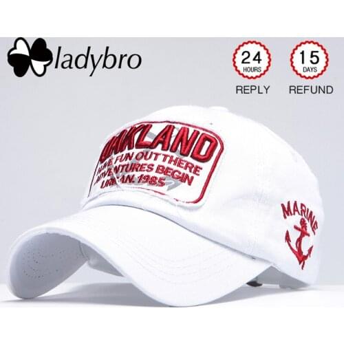 Ladybro Women Baseball Cap Men Snapback Hat Cap Male Female Letter Oakland Embroidery Summer Bone Retro Ladies Black Cap