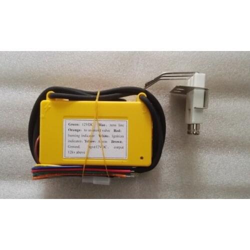 12VDC gas ignition control box with spark plug, yellow color gas ignition automatic gas igniter unit for burner and oven