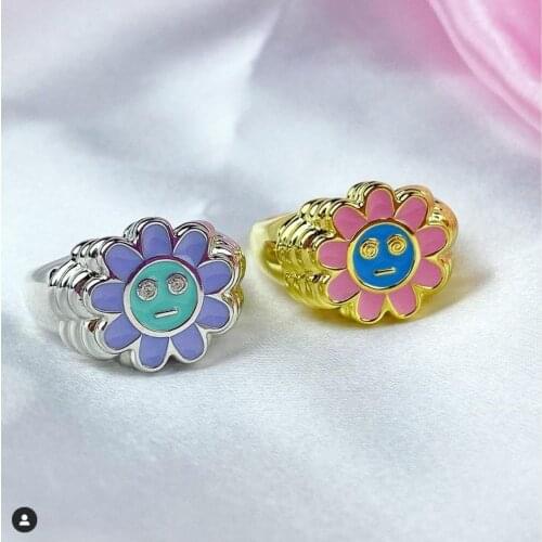 Sun flower Stainless Steel Rings for Women Anillos Jewelry 2021 Trend Ring Girls Gift Bijoux Femme Matching Ringen Vintage Bague