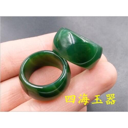 Natural green agate ring for men lovers with texture handmade brand green jade rings jade jewelry natural stone jade