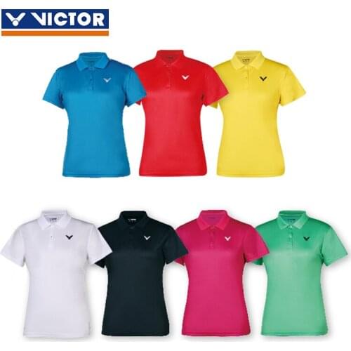 Real Victor Badminton Suit Mens and Womens Sports Short-sleeved Polo Shirt