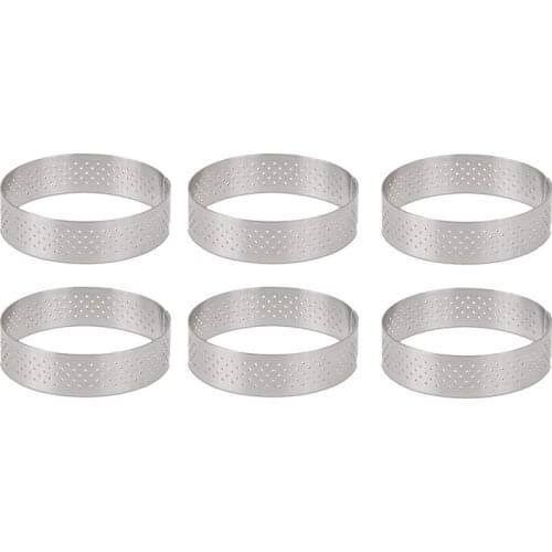 Circular Stainless Steel Porous Tart Ring Bottom Tower Pie Cake Mould Baking ToolsHeat-Resistant Perforated Cake Mousse Ring, 8c