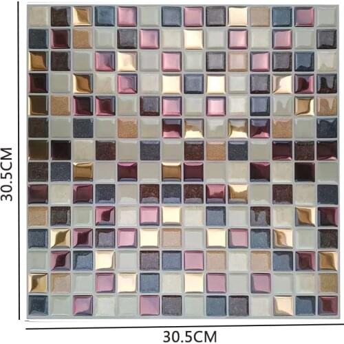 12"x12" Kitchen Backsplash Wall Tiles Peel and Stick Wall Stickers Wallpaper 3D Waterproof Self Adhesive Tile Mosaic Wallsticker