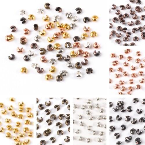 3/4/5mm Metal Copper Open Ball Crimp Bead End Stopper Spacer Beads For Diy Bracelet Necklace Jewelry Making Findings Accessories